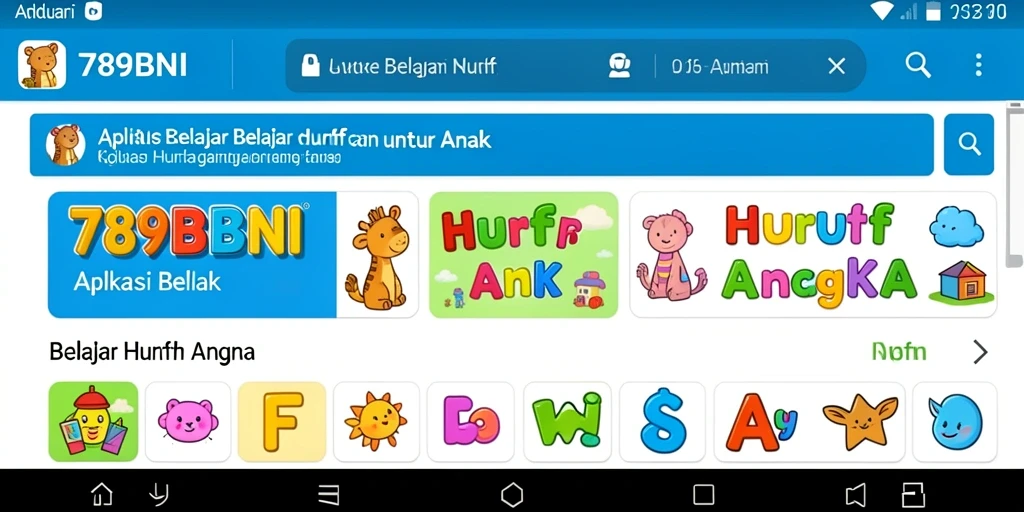 Antarmuka pengguna aplikasi Belajar Huruf Angka yang menarik dan interaktif.