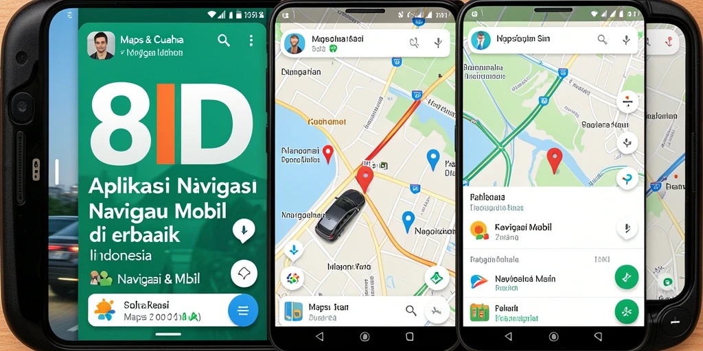 Tampilan antarmuka aplikasi 8ID untuk navigasi mobil yang intuitif.