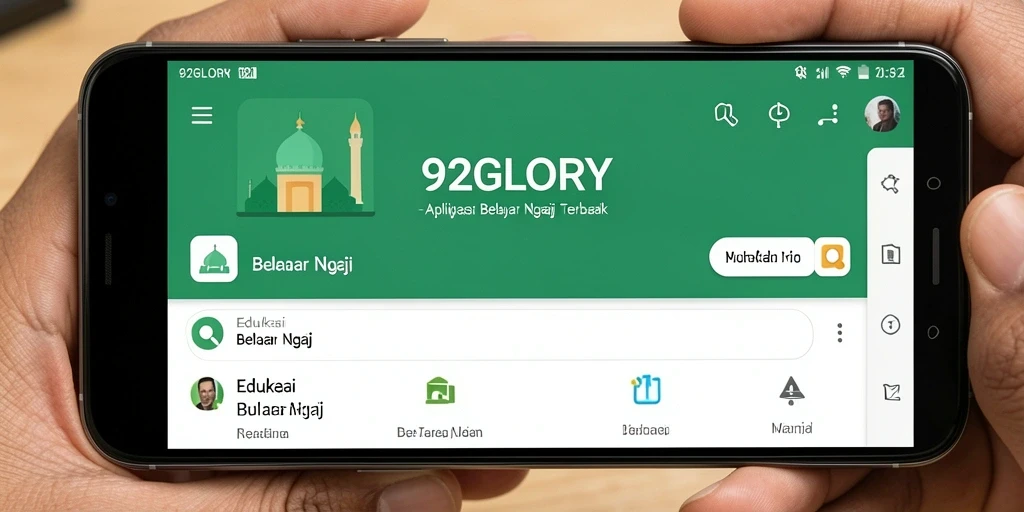Antarmuka aplikasi 92GLORY saat belajar ngaji.