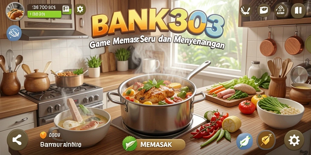 Screenshot menunjukkan antarmuka memasak yang menarik di BANK303.