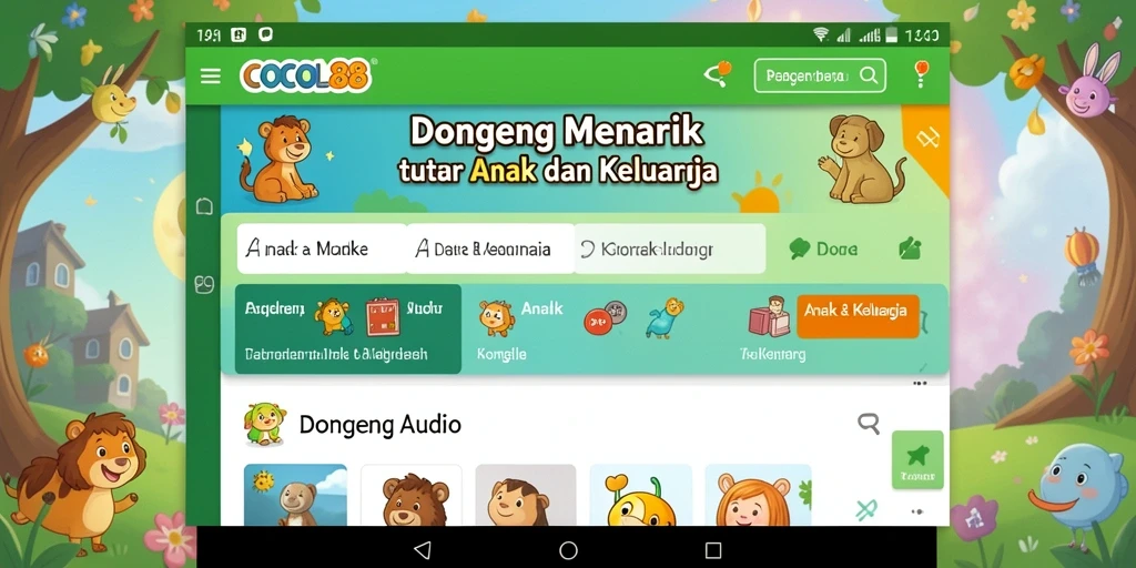 Antarmuka user-friendly COCOL88 untuk mendengarkan dongeng audio.