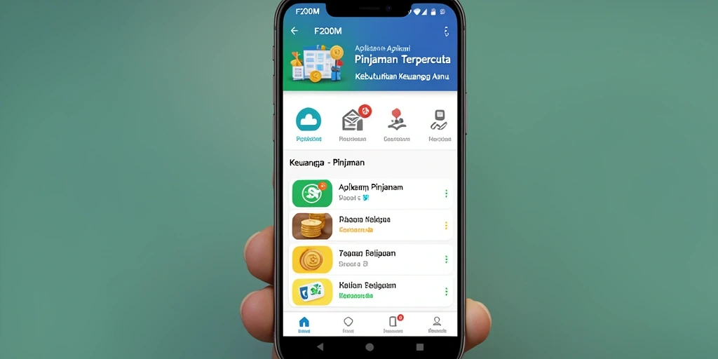 Screenshot antarmuka F200M menunjukkan fitur pengajuan pinjaman yang mudah digunakan.