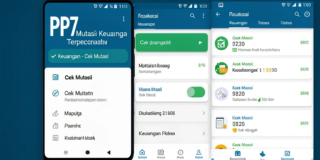 Tampilan antarmuka aplikasi PP7 untuk cek mutasi transaksi keuangan.